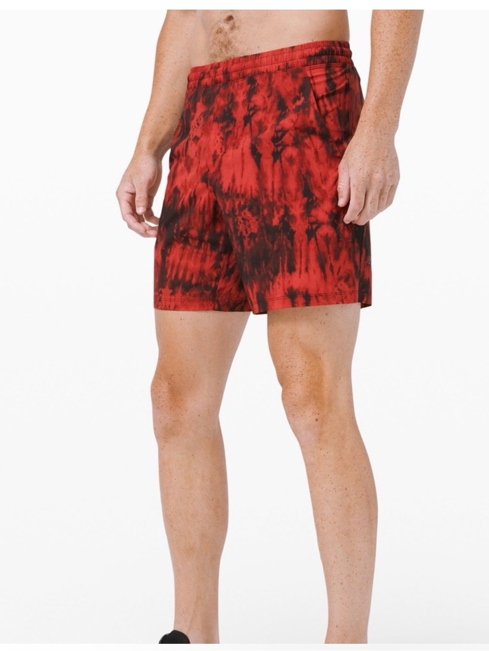 Lululemon 7 inch inseam red and black linerless shorts NWOT never worn